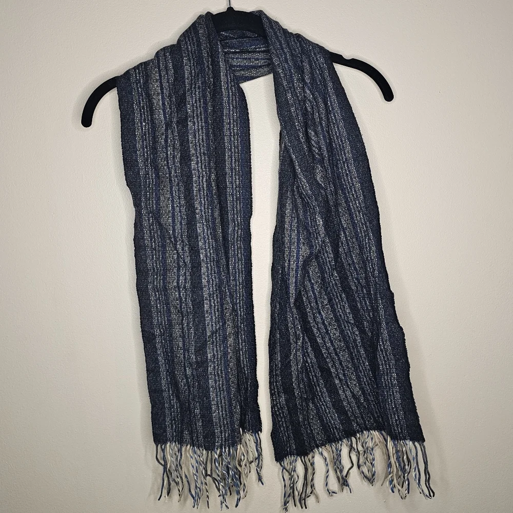 Unisex Blue Gray And Black Scarf